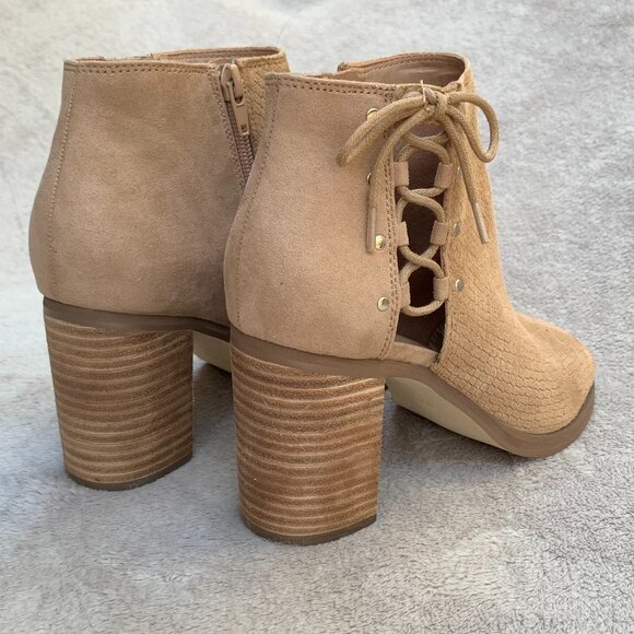 Nine West Mad Cool Peep Toe Suede Ankle Booties Sz 7.5 - Picture 11 of 16